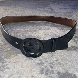 All Black GUCCI GG Monogram Belt